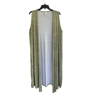 LulaRoe JOY Sleeveless Duster Vest Sage Green Pattern Size SMALL